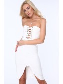 Cream dress with ties ZZ222 - Online store - Boutique